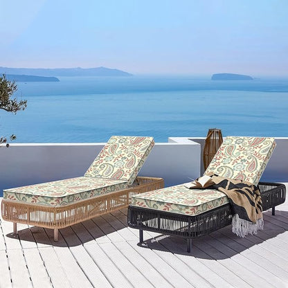 LVTXIII Outdoor Chaise Lounge Cushion 72x21x3 Inch, Water-Repellent Patio Seat Cushion with Ties & Hidden Zipper, Thick Foam Pad for Lawn Chair, Poolside, Patio Furniture, Paisley Vintage