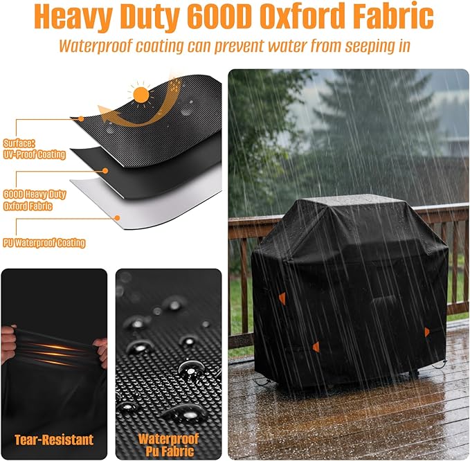 LYHNMW 60 Inch Grill Cover for Weber Genesis II, LX 300 and Genesis 300 Series Outdoor Gas Grill, Heavy Duty 600D Waterproof & Dustproof Grill BBQ Covers, Anti-UV, Rip-Proof Island Grill Cover