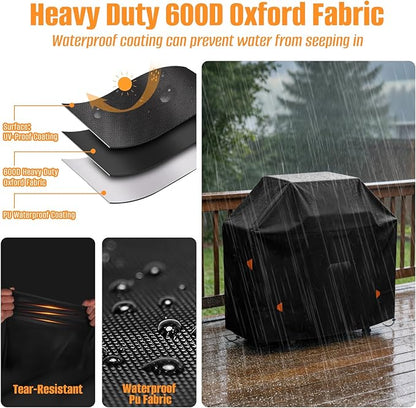 LYHNMW 60 Inch Grill Cover for Weber Genesis II, LX 300 and Genesis 300 Series Outdoor Gas Grill, Heavy Duty 600D Waterproof & Dustproof Grill BBQ Covers, Anti-UV, Rip-Proof Island Grill Cover
