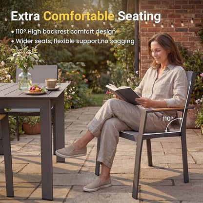 FansaFurn Patio Furniture Set with 121" Extendable Dining Table, Patio Table Set for 4–12 People, All-Weather Aluminum Outdoor Furniture, Outdoor Dining Set for Backyard, Porch, and Garde, Grey