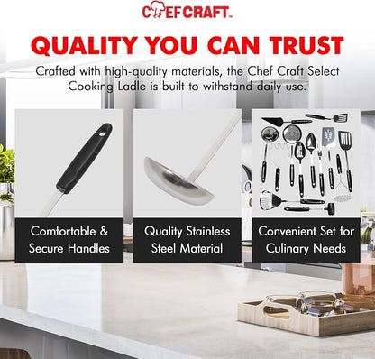 Chef Craft Select Cooking Ladle, 11.5 inch, Stainless Steel