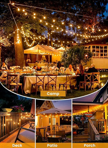 Brightown 58FT 26LED Solar String Lights Outdoor with USB Port, Shatterproof Bulbs, 3 Lighting Modes, Patio Lights Solar Powered for Camping Backyard Garden Decor - Last for 20+Hrs