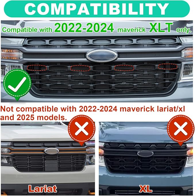 Front Grille Led Light For 2022 2023 2024 Ford Maverick XLT Raptor Style Grill Lights,Maverick Accessories (Only Fit XLT-White)