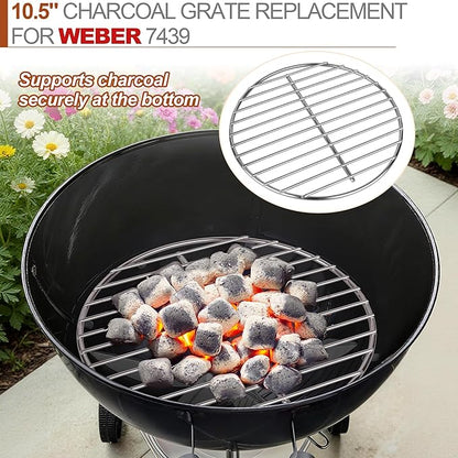 13.5" Cooking Grate & 10.5" Charcoal Grate Kit, Grill Grates Fit for Weber 14'' Smokey Joe Silver&Gold Tuck-n-Carry Charcoal Grills, Heavy-Duty Steel 7431 7439 Replacement for Weber Grate kit