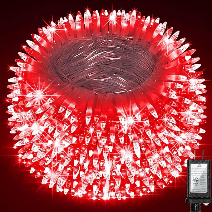 QUHUATU 1500 LED 470FT Christmas Lights,12 Modes LED String Lights, Red | Weather-resistant Plug-in Tree Lights with Timer, Memory and Dimming for House, Fences, Patios, Holiday Decor