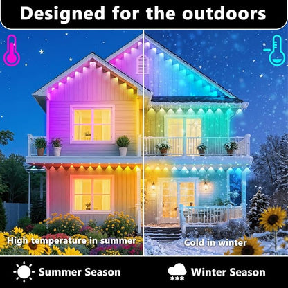 300FT Permanent Outdoor RGB Lights, IP67 Waterproof Smart Eave Lighting, with App/Remote Control Eaves Light, DIY LED Scenes Modes for House Roof Decor,Party