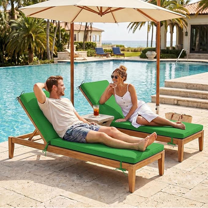 Chaise Lounge Cushions Outdoor Set of 2, Water-resistant and Fade-Resistant Patio Lounge Chair Cushions, Furniture Replacement Cushions Ideal for Pools, Gardens and Balconies, 80" x 26" x 3",Green