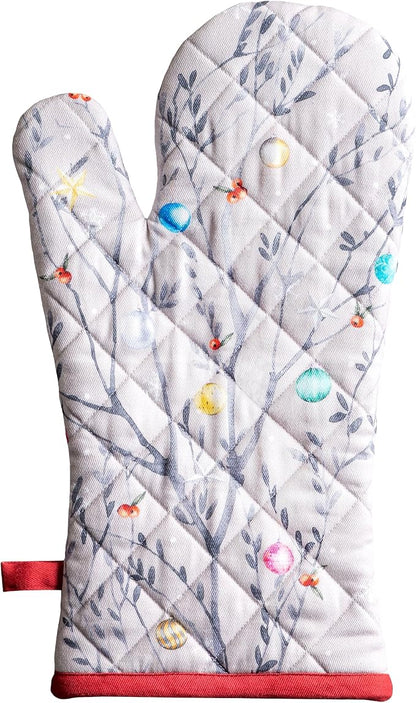 Maison d'Hermine Oven Gloves 100% Cotton Oven Mitt (7" x 13", Pack of 1) | With Loop Heat Resistant BBQ Cooking Gloves Baking Kitchen Handling Hot Pans Thanksgiving Christmas - Fairy Christmas