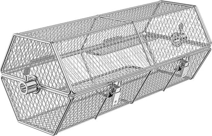 Skyflame Stainless Steel Round Tumble Rotisserie Grill Basket | Partitioned Food Grilling, Fits for 5/16 Inch Square, 3/8 Inch Square, 3/8 Inch Hexagon, 1/2 Inch Hexagon Spit Rods