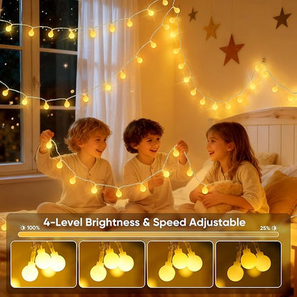 OMIKA 33FT Connectable Globe String Lights Indoor, 24 Color Changing Fairy Lights Plug in with Remote, 60 LEDs 128 Modes Christmas Lights Outdoor Waterproof for Tent Camping Bedroom Party Xmas Decor
