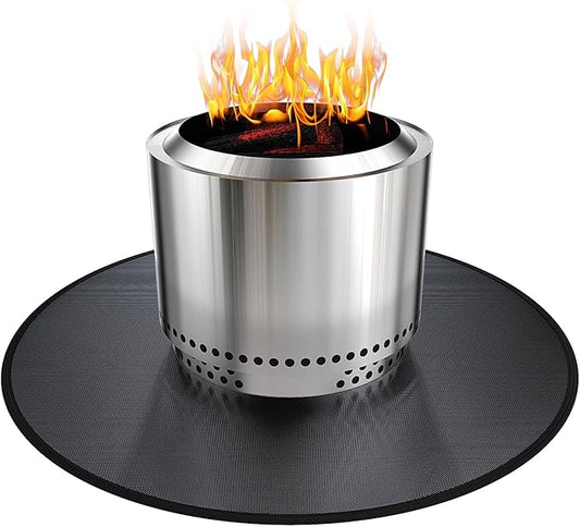 38" Fireproof Fire Pit Mat for Solo Stove Bonfire, 5-Layer Round Grill Mats for Outdoor Grill Deck Protector, Waterproof Pad for Solo Stove Accessories, BBQ Mat for Patio
