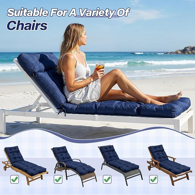 Waterproof Chaise Lounge Chair Cushion Outdoor Indoor 75 x 24 x 3.9Inches PP Cotton Non Slip Pool Lounge Chair Cushion for Outdoor Lounge Chairs Furniture,Hot Flower