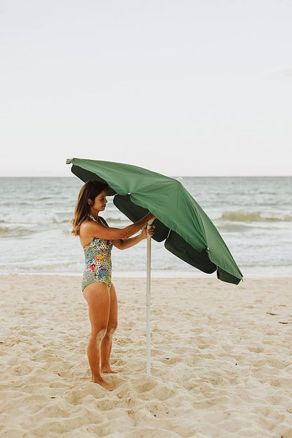 PICNIC TIME 5.5 Ft Portable Beach Umbrella, Lightweight UV Protection Sunshade with Tilt Pole & Carry Bag, Outdoor Canopy Umbrella for Beach, Sand, Pool, Patio, Camping, Travel, or Backyard Shade, (Hunter Green)