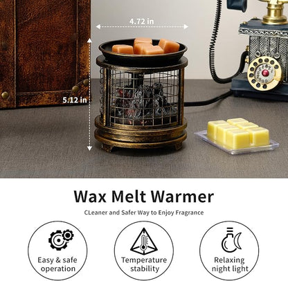 MOAFINA Bronze Grid Wax Melt Warmer with Timer, Wax Warmer for Scented Wax | 4-in-1 Electric Wax Melter & Oil Burner,Candle Wax Warmer, 2/4/8H Timer for Home Bedroom Fragrance Decor