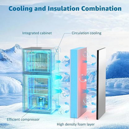 5.0 Cu. Ft Dorm Fridge for Apartment with Freezer Small Refrigerator Silver | Compact Refrigerator 7-Level Adjustable Thermostat, Adjustable Glass Shelves Compact Mini Fridge for Kitchen, Dorm, Office