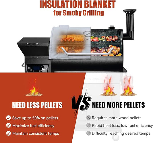 Z GRILLS Thermal Insulation Blanket Fire-Resistant 3-Layer Construction for Enhanced Temperature Preservation, Pellet Savings, Snow Resistance and Waterproof - Ideal for Outdoor Grilling