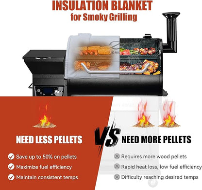 Z GRILLS Thermal Insulation Blanket Fire-Resistant 3-Layer Construction for Enhanced Temperature Preservation, Pellet Savings, Snow Resistance and Waterproof - Ideal for Outdoor Grilling