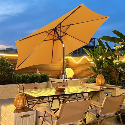 Blissun 7.5 ft Patio Umbrella, Yard Umbrella, Outdoor Market Umbrella with Push Button Tilt Crank, Golden Yellow