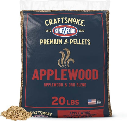 Kingsford Craftsmoke Premium Grilling Wood Pellets, Applewood BBQ Pellets for Grilling, 100% Natural Hardwood, 20 pounds