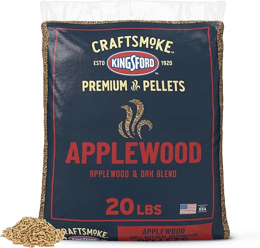 Kingsford Craftsmoke Premium Grilling Wood Pellets, Applewood BBQ Pellets for Grilling, 100% Natural Hardwood, 20 pounds