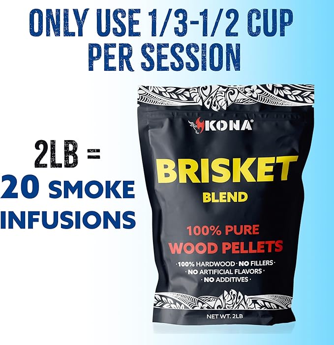 Kona Brisket Blend Smoker Pellets, Intended for Ninja Woodfire Outdoor Grill, 2 lb Resealable Bag
