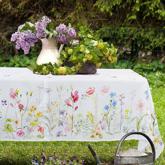 Outdoor Tablecloth with Umbrella Hole and Zipper, Patio Table Covers for Spring/Summer, Machine Washable Outdoor Party/Picnic Rectangle Table Cloth 60 x 120 in