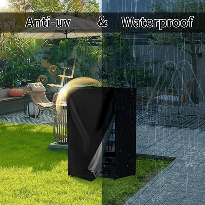 Mini Fridge Cover Waterproof Upright Outdoor Refrigerator 22''Lx23''Wx34''H Beverage Refrigerators Protection Cover for Most 3.0 Cubic Mini Freezer, Black