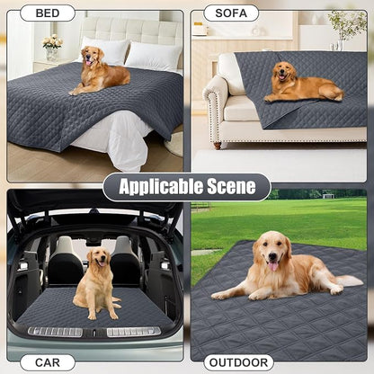 Smiry Waterproof Reversible Pet Couch Covers for Dogs | Pet Friendly, Soft Fabric, Washable Sofa Furniture Protector for Dogs Cat Kids, Checkered (52"x82", Dark Grey/Dark Grey)
