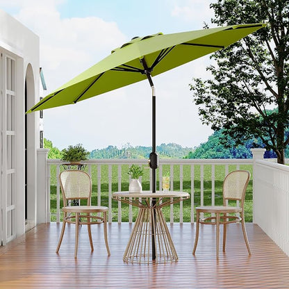 Garvee 10FT Patio Umbrella 8 Sturdy Ribs Outdoor Table Umbrella,Grass Green | Crank Lift & Push Button Tilt - Market Umbrella for Pool, Deck, Yard, Garden