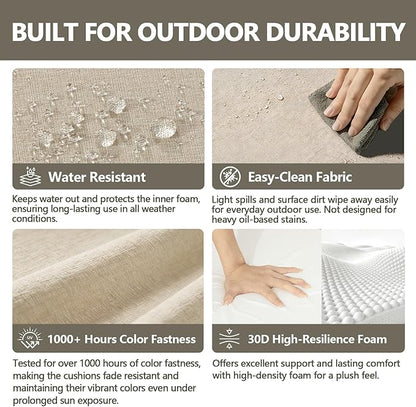 Goodgoods 20 x 20 Outdoor Chair Cushions Set of 4, 1000+ Hours Fade-Resistant & Water-Resistant Furniture Chair Cushions with 30D High-Resilience Foam for Dining Room, Patio Chair, Biscuit