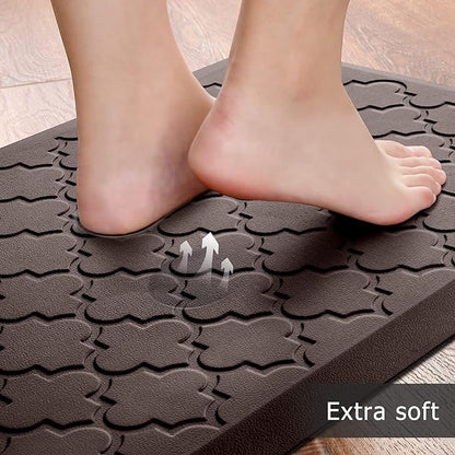 Kitchen Mat [2 PCS] Cushioned Anti-Fatigue Floor Mat Water Resistant Non-Skid Kitchen Mats and Rugs Ergonomic Comfort Foam Kitchen Rugs Standing Mat for Floor Office Sink Chocolate,17.3"x28"+17.3"x60"