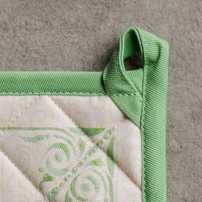 Maison d' Hermine Pot Holders 100% Cotton Heat Resistant Potholders 8" x 8" Hot Pads with Loop BBQ Cooking Baking Hotel Farmhouse Kitchen Handling Hot Pans Spring Summer (Pack of 1, Jardin Du Roy)
