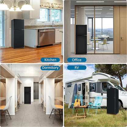 5.0 Cu. Ft Dorm Fridge with Freezer 7-Level Adjustable Thermostat | Small Refrigerator with Adjustable Glass Shelves, Compact Mini Fridge 37 dB Low Noise for Kitchen, Dorm, Office, Black