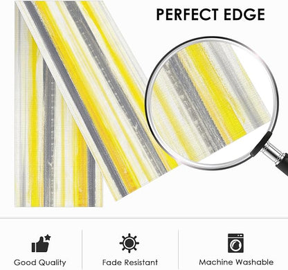 Emvency Yellow Abstract Table Runner, Modern Grey White Striped Dining Decor for Kitchen Coffee Table Family Dinners Holiday Parties Wedding Events Decor(13x72 inch)