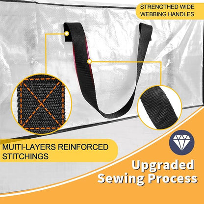 Clear Moving Bags Heavy Duty Extra Large with Strong Zipper Handles | 8 Pack Clothes Storage Bags Totes Space Saving Moving Boxes Bins Packing Bags for College Dorm Compatible with Ikea Frakta