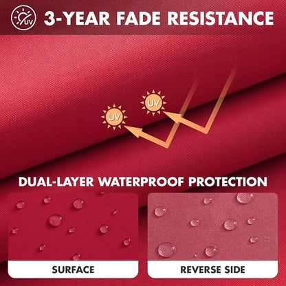 MIULEE Red Outdoor Seat Cushion 24x24 Inch Waterproof Cushion | Deep Seat and Back Cushion for Patio Furniture Chair Sofa Couch, Fade Resistant, Handle and Adjustable Straps