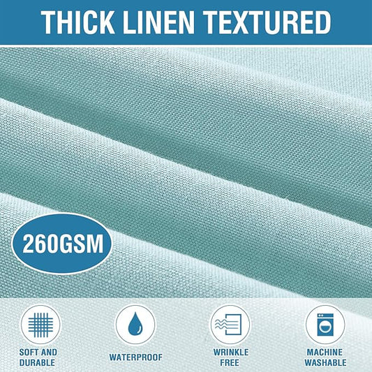 H.VERSAILTEX Linen Textured Table Cloths 54 x 54 Inch Premium Solid Tablecloth Spill-Proof Waterproof Table Cover for Dining Buffet Feature Extra Soft and Thick Fabric Wrinkle Free, Aqua