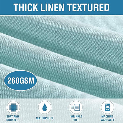 H.VERSAILTEX Linen Textured Table Cloths Round 70 Inch Premium Solid Tablecloth Spill-Proof Waterproof Table Cover for Dining Buffet Feature Extra Soft and Thick Fabric Wrinkle Free, Aqua