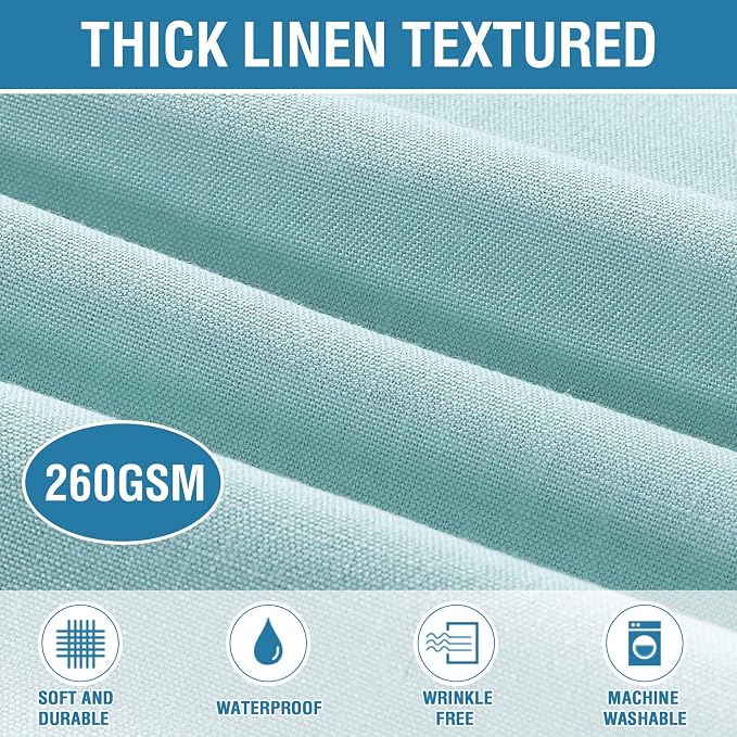 H.VERSAILTEX Linen Textured Table Cloths Round 60 Inch Premium Solid Tablecloth Spill-Proof Waterproof Table Cover for Dining Buffet Feature Extra Soft and Thick Fabric Wrinkle Free, Aqua