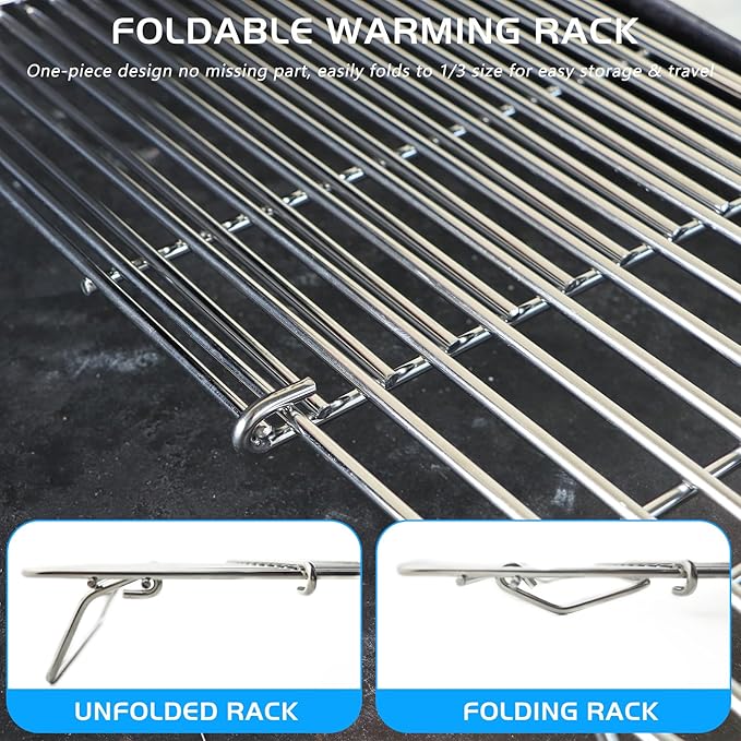 CANDANA Grill Rack for Blackstone Warming Grid Adjustable 17 22 28 36 Inch Griddle Taco Racks Upper Shelf for Weber Pit Boss Nexgrill Charbroil Tabletop Flat Top BBQ Cooking Parts Stainless Steel