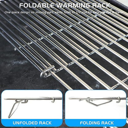 CANDANA Grill Rack for Blackstone Warming Grid Adjustable 17 22 28 36 Inch Griddle Taco Racks Upper Shelf for Weber Pit Boss Nexgrill Charbroil Tabletop Flat Top BBQ Cooking Parts Stainless Steel