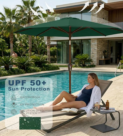 PatioKingdom 10FT Patio Umbrella with Push Button Tilt and Crank, Outdoor Market Umbrella with 8 Fiberglass Ribs, UV Protection Table Umbrella for Pool,Backyard,Garden,Deck