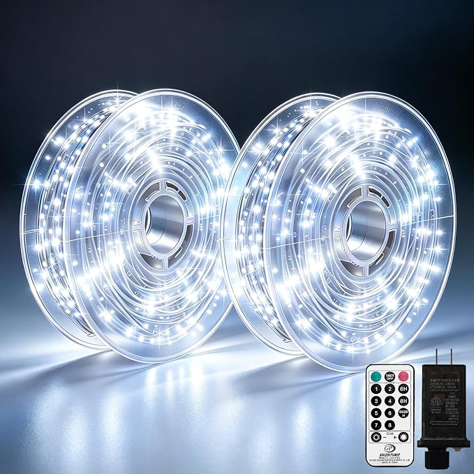 2 Pack 450 LED Fairy Lights Plug in 2 x 88FT Total 176FT Silver Wire Twinkle String Light with Remote Timer Dimmable Waterproof Copper Wire Lights for Bedroom Patio Garden Tree Wedding Christmas Decor