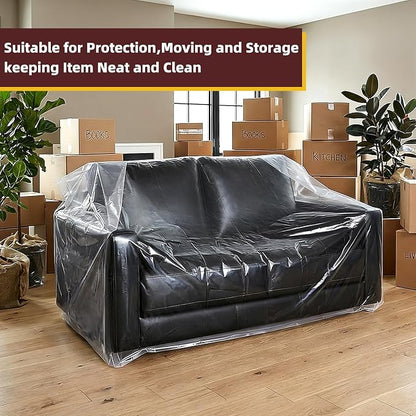 Yotelab Plastic Loveseat Cover for Moving and Storage, 68Wx42Dx62H/41H Inch | Open, No Seal, Clear Moving Bags for Loveseat, Bench, Sofa, or Other Bulky Furniture