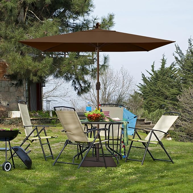 EliteShade USA 10-Year-Non-Fading 6.5x10Ft Rectangular Market Patio Umbrella, UPF 50+ UV Protection Performance Sun Umbrella, Heavy Duty Commercial Grade Outdoor Table Umbrella with Crank, Windproof Vented Top for Garden, Pool, Deck and Outdoor Playset...