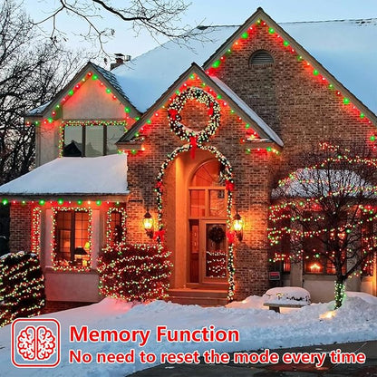 YEGUO 200 LED 66ft String Lights Outdoor Waterproof, Red and Green Christmas Lights Indoor, Green Wire Twinkle Tree Lights Plug in with Timer Memory 8 Modes