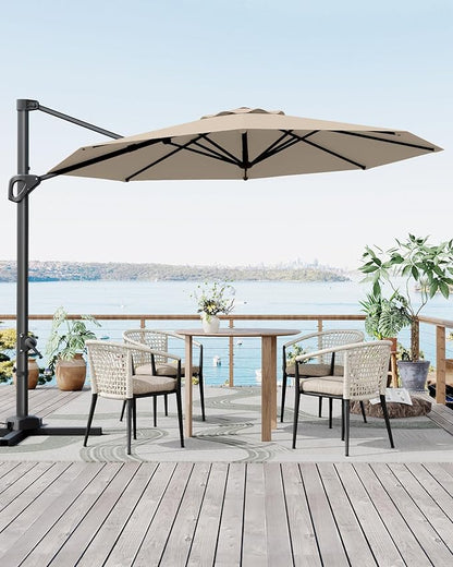 GarveeLife 10FT Patio Umbrella Outdoor Large Cantilever Umbrella Market Sun Shade Windproof Offset Umbrella with 360-Degree Rotation for Garden Deck Pool Patio