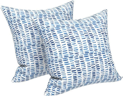 LVTXIII 2 Pack Outdoor Pillow Covers ONLY 18x18 Inch, Water-Repellent Square Decorative Cushion Covers for Patio Furniture, Garden, Sofa, A Pebble Blue
