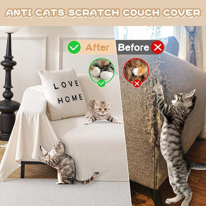 MYSKY HOME White Couch Covers, Sofa Covers for 3 Cushion Couch Sofa Pet Friendly, Dog Couch Cover Furniture Protector Cover, Non Slip Soft Sofa Cover, Sofa Covers Washable, 91" x 118"