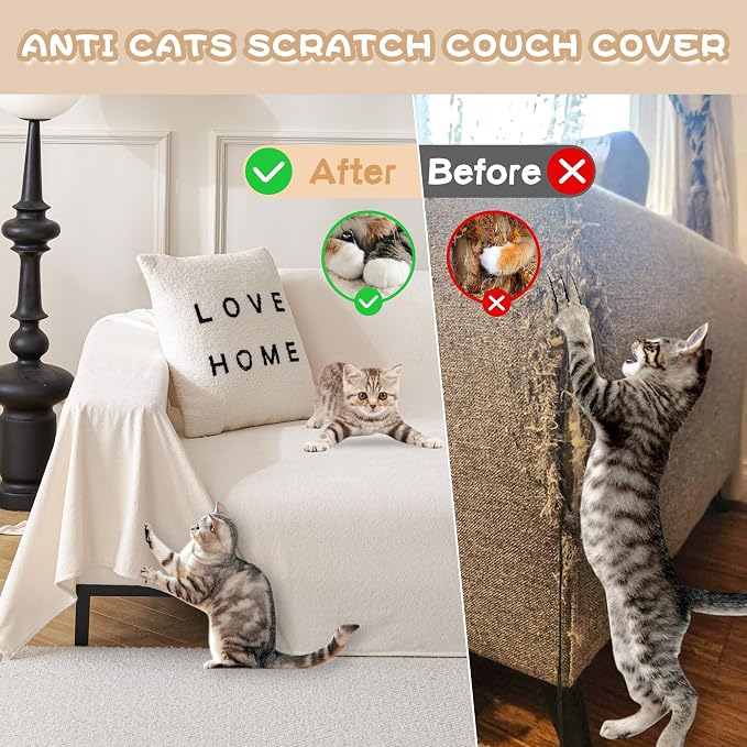 MYSKY HOME White Armchair Couch Cover for Sofa, Couch Covers for Dogs Washable, Couch Cover Blanket Modern Sofa Slipcovers, Super Soft Sofa Furniture Cover for Reclining Couch, 71" x 91"